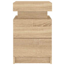 sengeborde 2 stk. med LED-lys 35x39x55 cm sonoma-eg