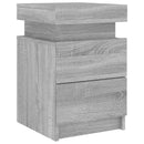 sengebord med LED-lys 35x39x55 cm grå sonoma-eg