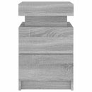 sengeborde 2 stk. med LED-lys 35x39x55 cm grå sonoma-eg