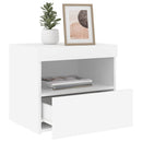 sengebord med LED-lys 50x40x45 cm hvid