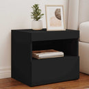 sengebord med LED-lys 50x40x45 cm sort