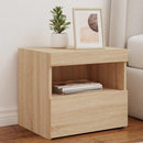 sengeborde 2 stk. med LED-lys 50x40x45 cm sonoma-eg