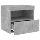 sengebord med LED-lys 50x40x45 cm betongrå