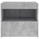sengebord med LED-lys 50x40x45 cm betongrå