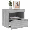 sengebord med LED-lys 50x40x45 cm grå sonoma-eg