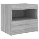 sengebord med LED-lys 50x40x45 cm grå sonoma-eg