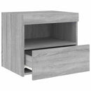 sengebord med LED-lys 50x40x45 cm grå sonoma-eg
