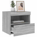 sengeborde 2 stk. med LED-lys 50x40x45 cm grå sonoma-eg
