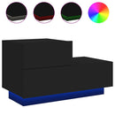 sengebord med LED-lys 70x36x40,5 cm sort