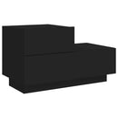 sengebord med LED-lys 70x36x40,5 cm sort