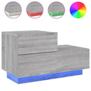 sengebord med LED-lys 70x36x40,5 cm grå sonoma-eg