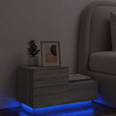 sengebord med LED-lys 70x36x40,5 cm grå sonoma-eg