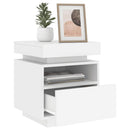 sengebord med LED-lys 40x39x48,5 cm hvid
