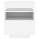sengebord med LED-lys 40x39x48,5 cm hvid