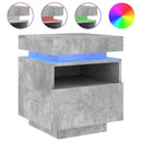 sengebord med LED-lys 40x39x48,5 cm betongrå