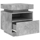 sengebord med LED-lys 40x39x48,5 cm betongrå