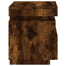 sengebord med LED-lys 40x39x48,5 cm røget egetræsfarve