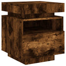sengeborde 2 stk. med LED-lys 40x39x48,5 cm røget egetræsfarve