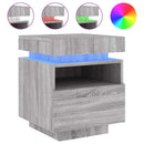 sengebord med LED-lys 40x39x48,5 cm grå sonoma-eg