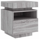 sengebord med LED-lys 40x39x48,5 cm grå sonoma-eg