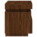 sengebord med LED-lys 40x39x48,5 cm brun egetræsfarve