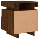 sengebord med LED-lys 40x39x48,5 cm brun egetræsfarve