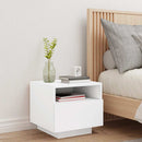 sengebord med LED-lys 40x39x37 cm hvid