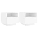 sengeborde 2 stk. med LED-lys 40x39x37 cm hvid