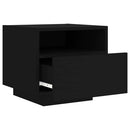 sengebord med LED-lys 40x39x37 cm sort