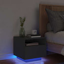 sengebord med LED-lys 40x39x37 cm sort