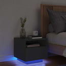 sengebord med LED-lys 40x39x37 cm sort