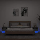 sengeborde 2 stk. med LED-lys 40x39x37 cm sort