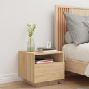 sengebord med LED-lys 40x39x37 cm sonoma-eg