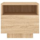 sengebord med LED-lys 40x39x37 cm sonoma-eg