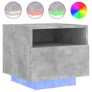 sengebord med LED-lys 40x39x37 cm betongrå