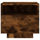 sengebord med LED-lys 40x39x37 cm røget egetræsfarve