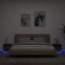 sengeborde 2 stk. med LED-lys 40x39x37 cm røget egetræsfarve