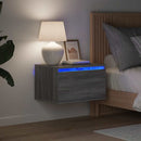 væghængt sengebord med LED-lys grå sonoma-eg