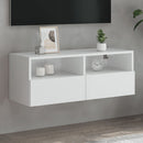 væghængt tv-bord 80x30x30 cm konstrueret træ hvid