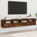 tv-borde til væg 2 stk. 80x30x30 cm konstrueret træ røget eg