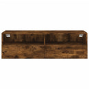 væghængt tv-bord 100x30x30 cm konstrueret træ røget egetræ