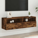 væghængt tv-bord 100x30x30 cm konstrueret træ røget egetræ