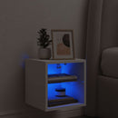 væghængt tv-bord med LED-lys 30x28,5x30 cm hvid