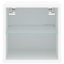 væghængt tv-bord med LED-lys 30x28,5x30 cm hvid