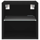 væghængt tv-bord med LED-lys 30x28,5x30 cm sort