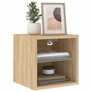 væghængt tv-bord med LED-lys 30x28,5x30 cm sonoma-eg