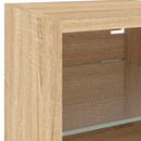 væghængt tv-bord med LED-lys 30x28,5x30 cm sonoma-eg