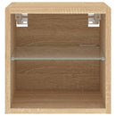 væghængte tv-borde 2 stk. med LED-lys 30x28,5x30 cm sonoma-eg