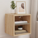 væghængte tv-borde 2 stk. med LED-lys 30x28,5x30 cm sonoma-eg