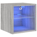 væghængt tv-bord med LED-lys 30x28,5x30 cm grå sonoma-eg